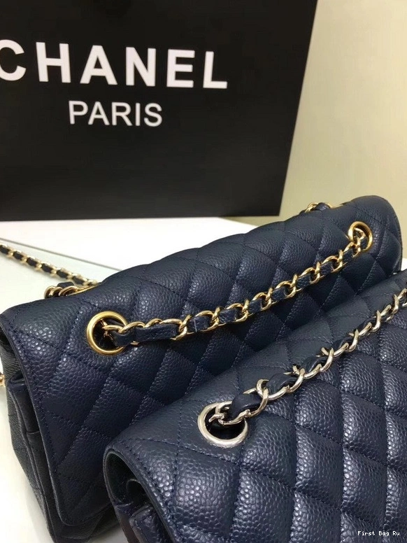 First Bag Ru 2.55 1112 CHANEL Gold Bag Flap Hardware with Calfskin royalblue Large Leather 0824